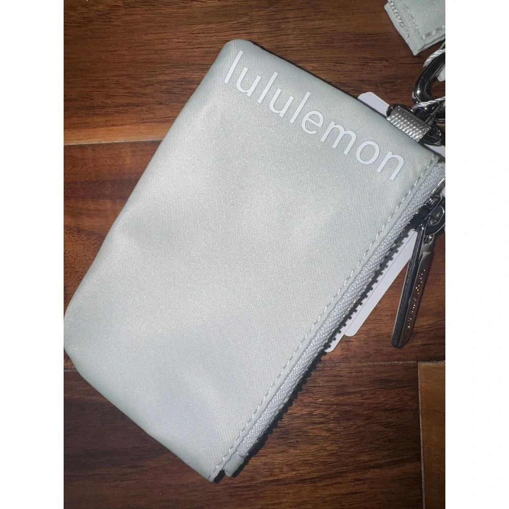 Lululemon Dual Pouch Wristlet Vapor and White Detachable Wallet Keychain NEW